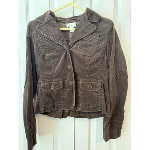 Y2K LOFT Corduroy Cropped Jacket Brown Size Small‎ Utility Military Style Blazer